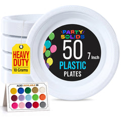 7 in. White Plastic Plates | 50 Count