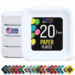7 In. White Square Paper Plates - 20 Ct.