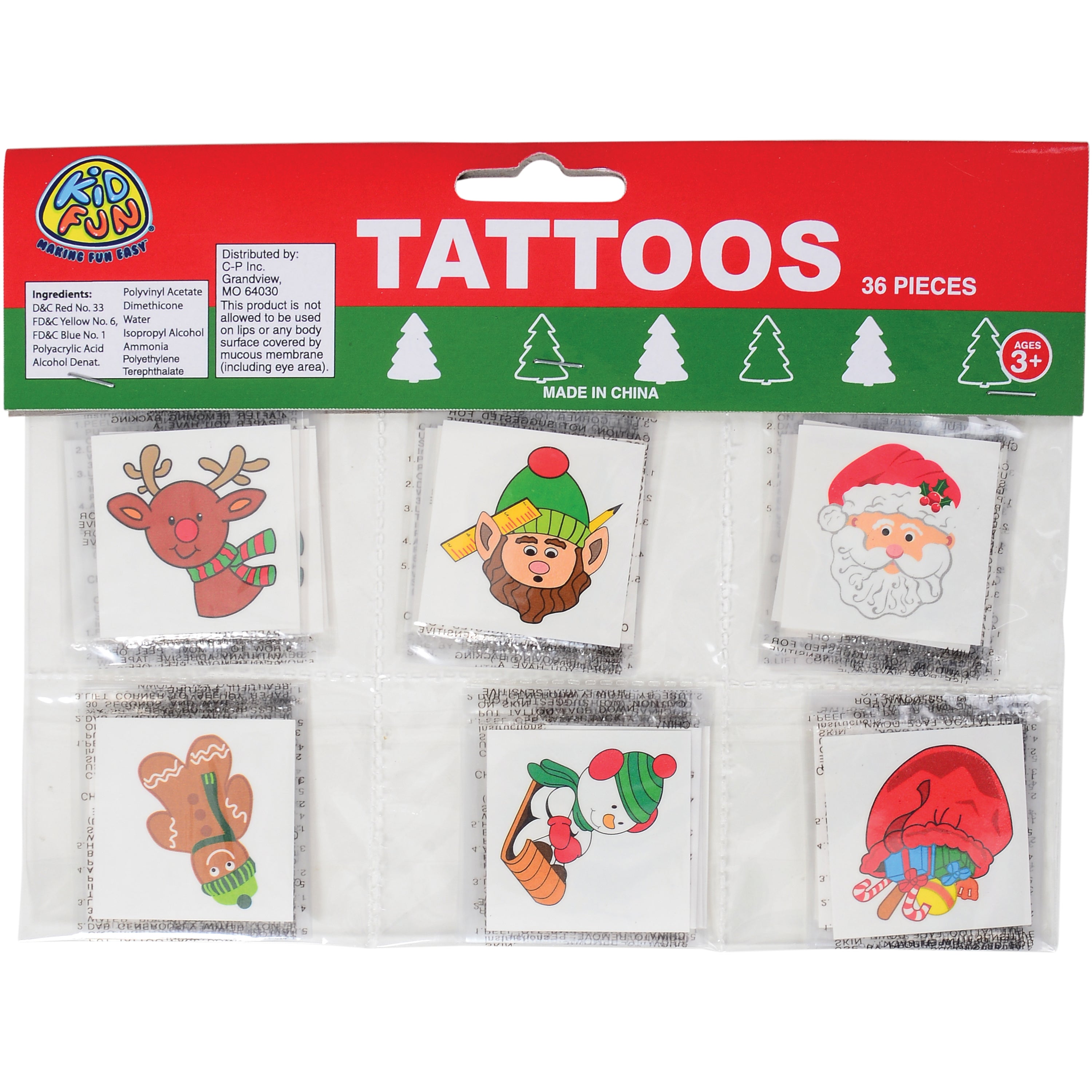 Christmas Tattoos/36 Per Pkg