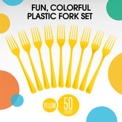 Heavy Duty Yellow Plastic Forks | 50 Count