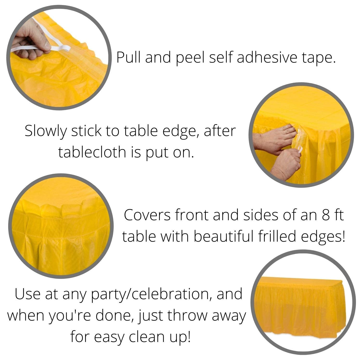 Yellow Plastic Table Skirt | Case of 48