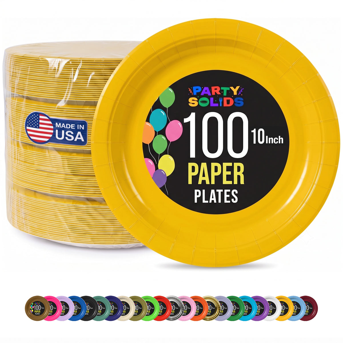 10 in. Yellow Paper Plates | 100 Count