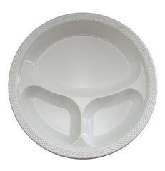 10 In. Round White Compartment Plates