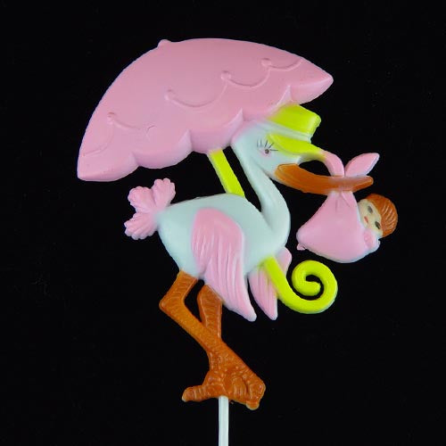 Large Baby Girl Stork Floral Pick