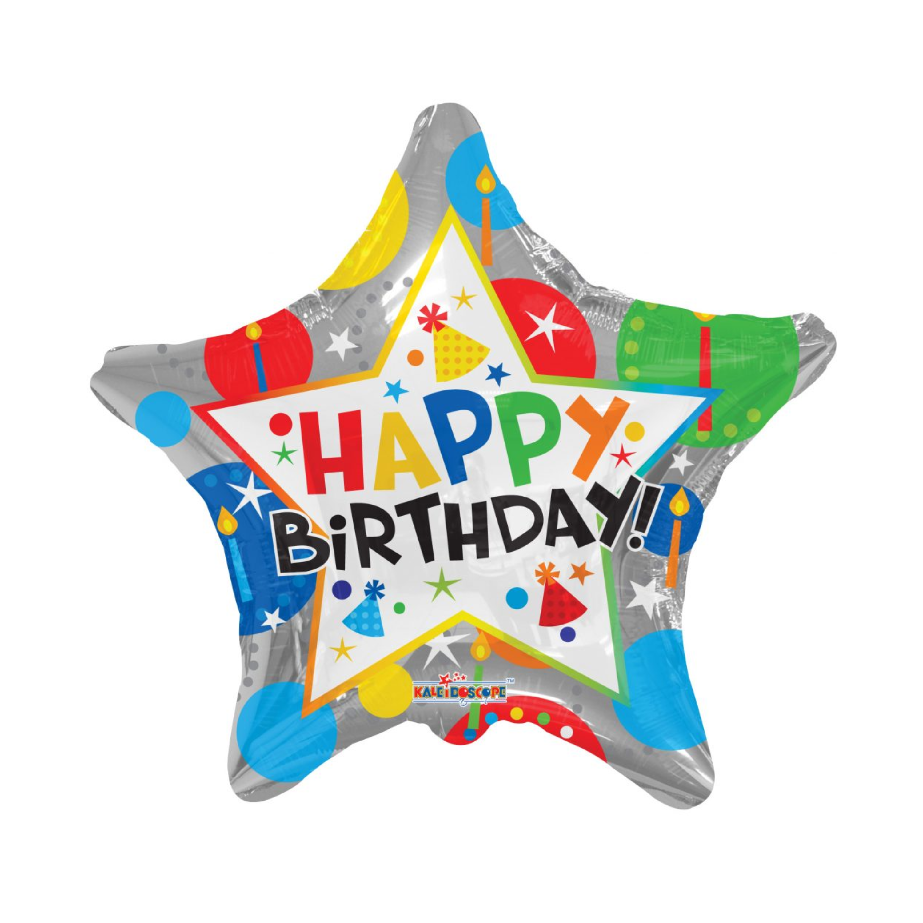 Silver Star Shaped "Happy Birthday" Mylar Balloon - 1 Ct.