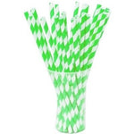 Lime Green Striped Paper Straws | 25 Count
