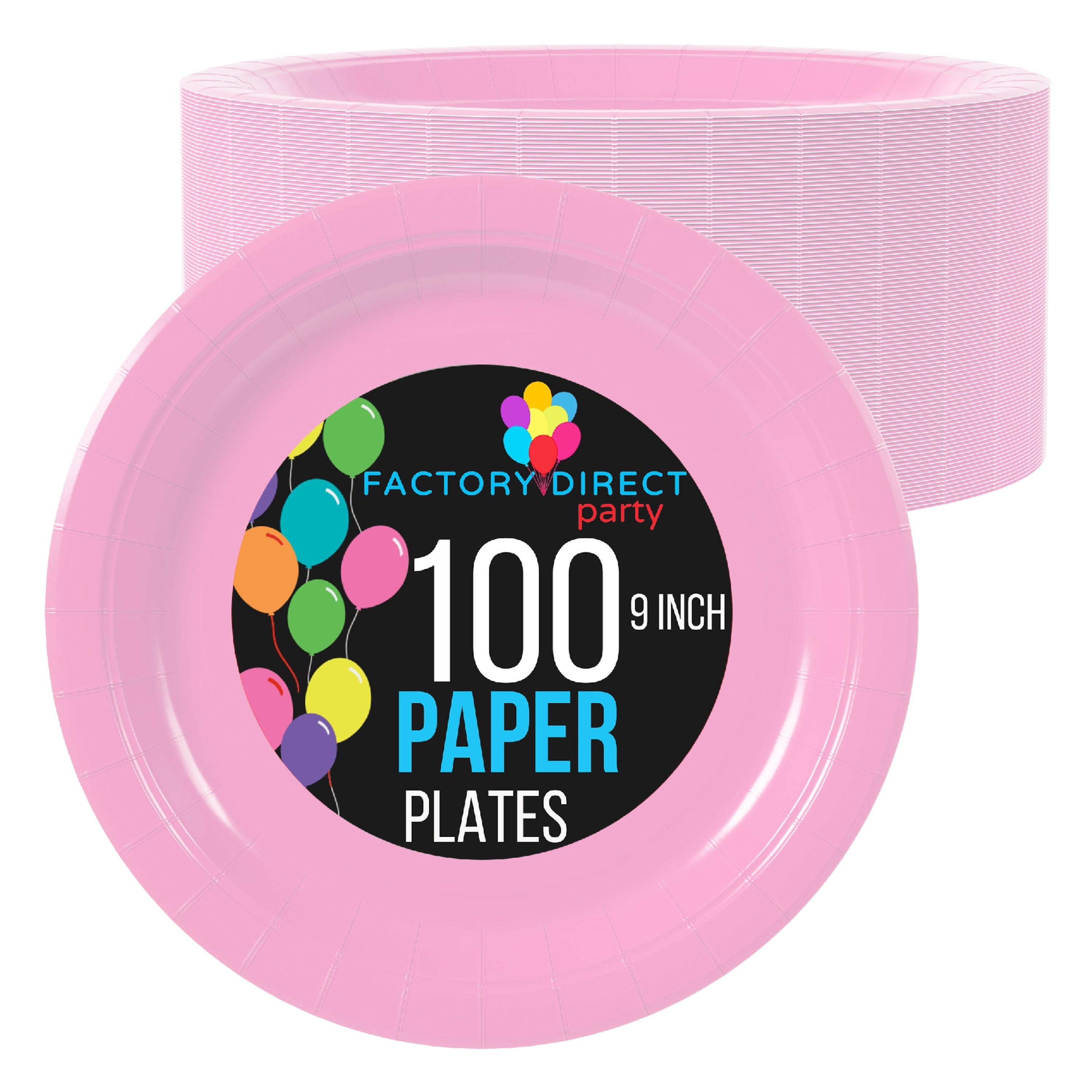 9 In. Pink Paper Plates | 100 Count