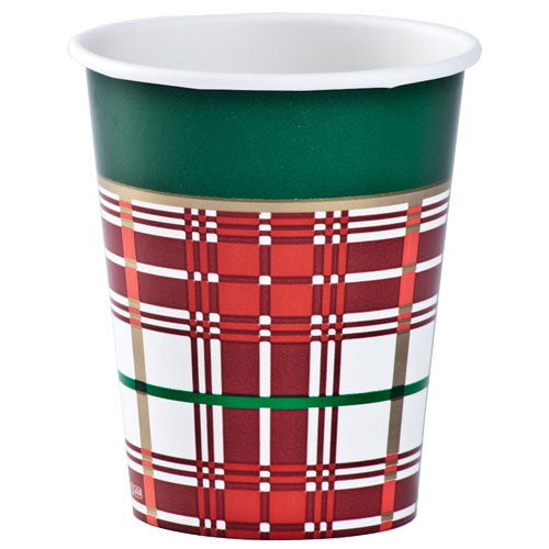 9 Oz. Christmas Plaid Paper Cups | 12 Count