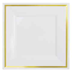 10.75 In. White/Gold Line Square Plates | 10 Count