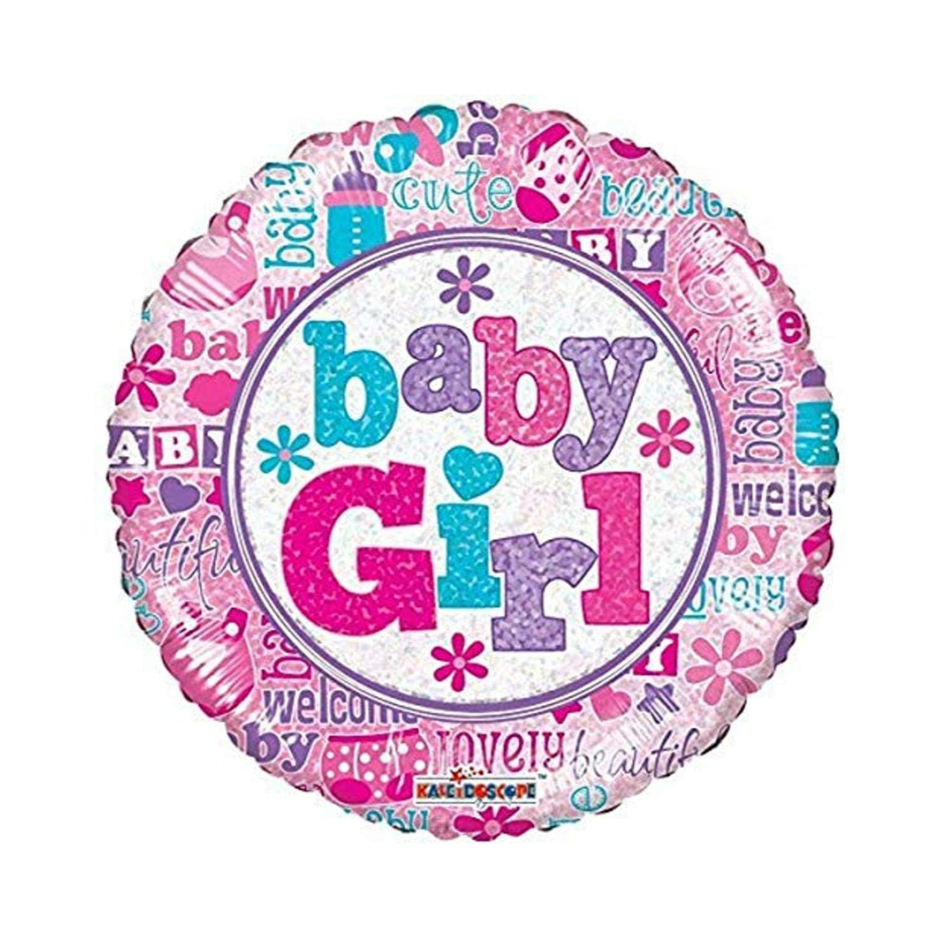 Pink/White Round Baby Girl Mylar Balloon - 1 Ct.