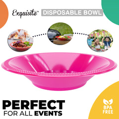 12 Oz. Cerise Plastic Bowls | 8 Count