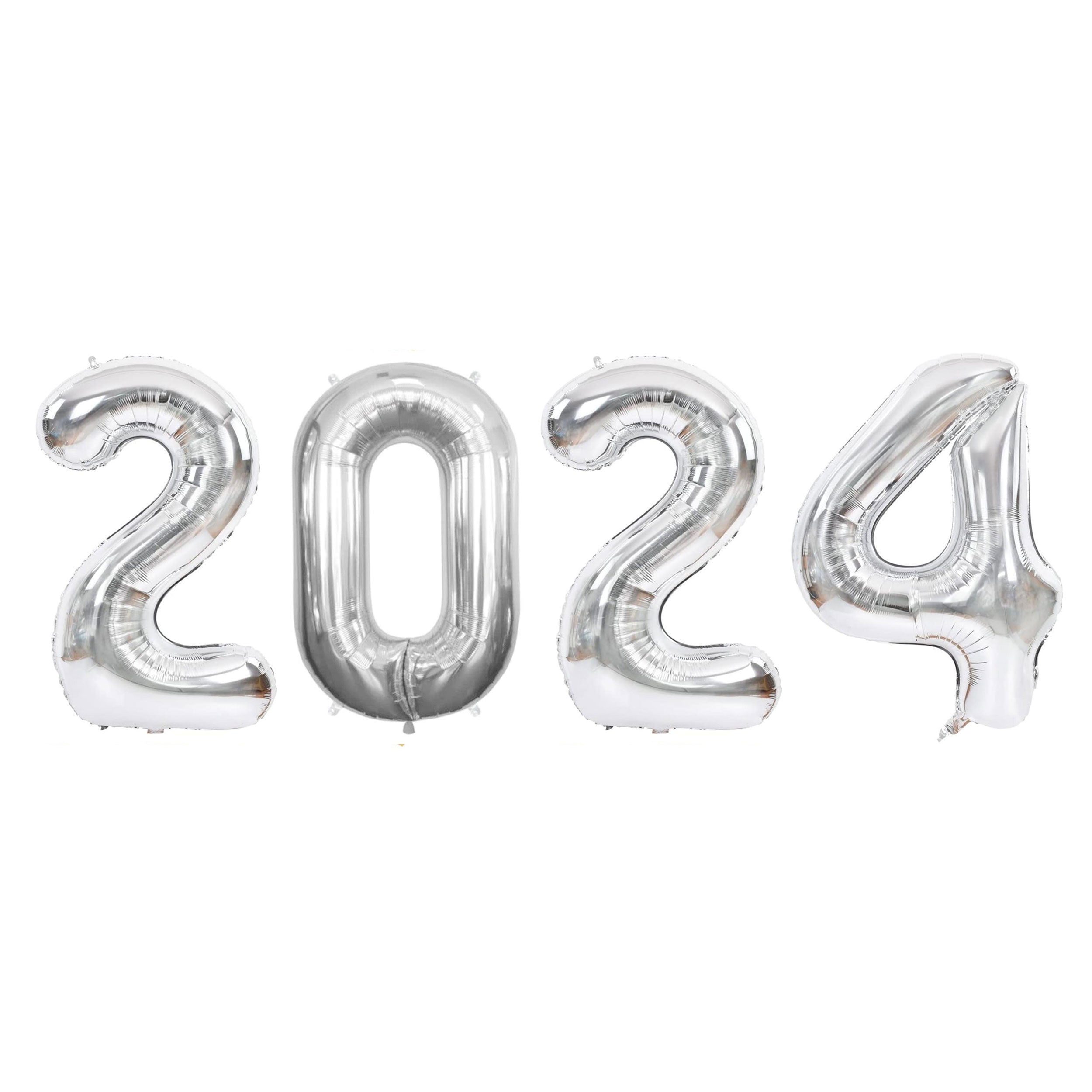 34 In.Silver 2024 New Year's Eve Number Balloons