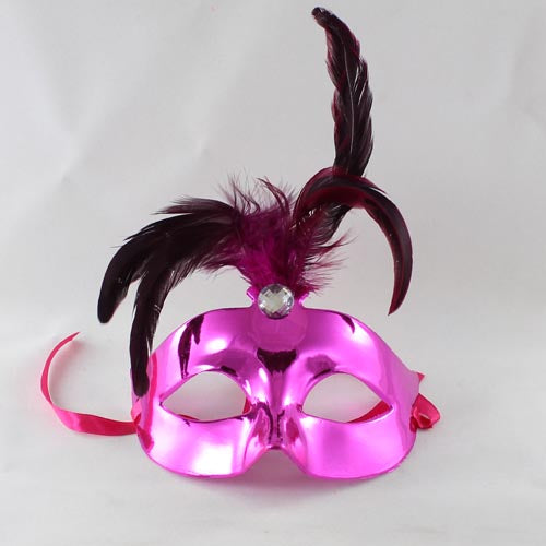 Shiny Feather Mask-Cerise