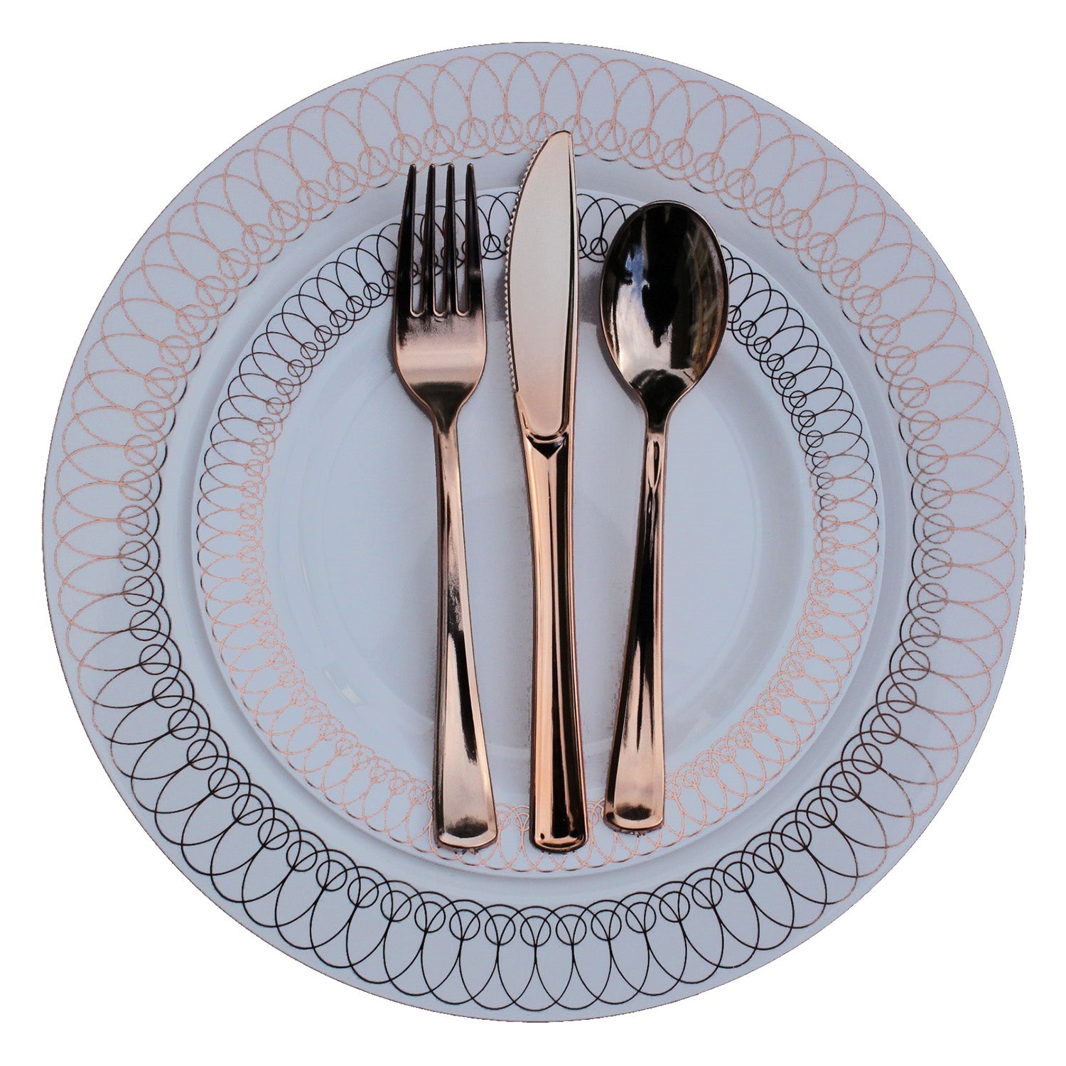 7.5 In. Rose Gold Ovals Design Plates | 10 Count