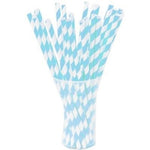 Light Blue Striped Paper Straws | 25 Count