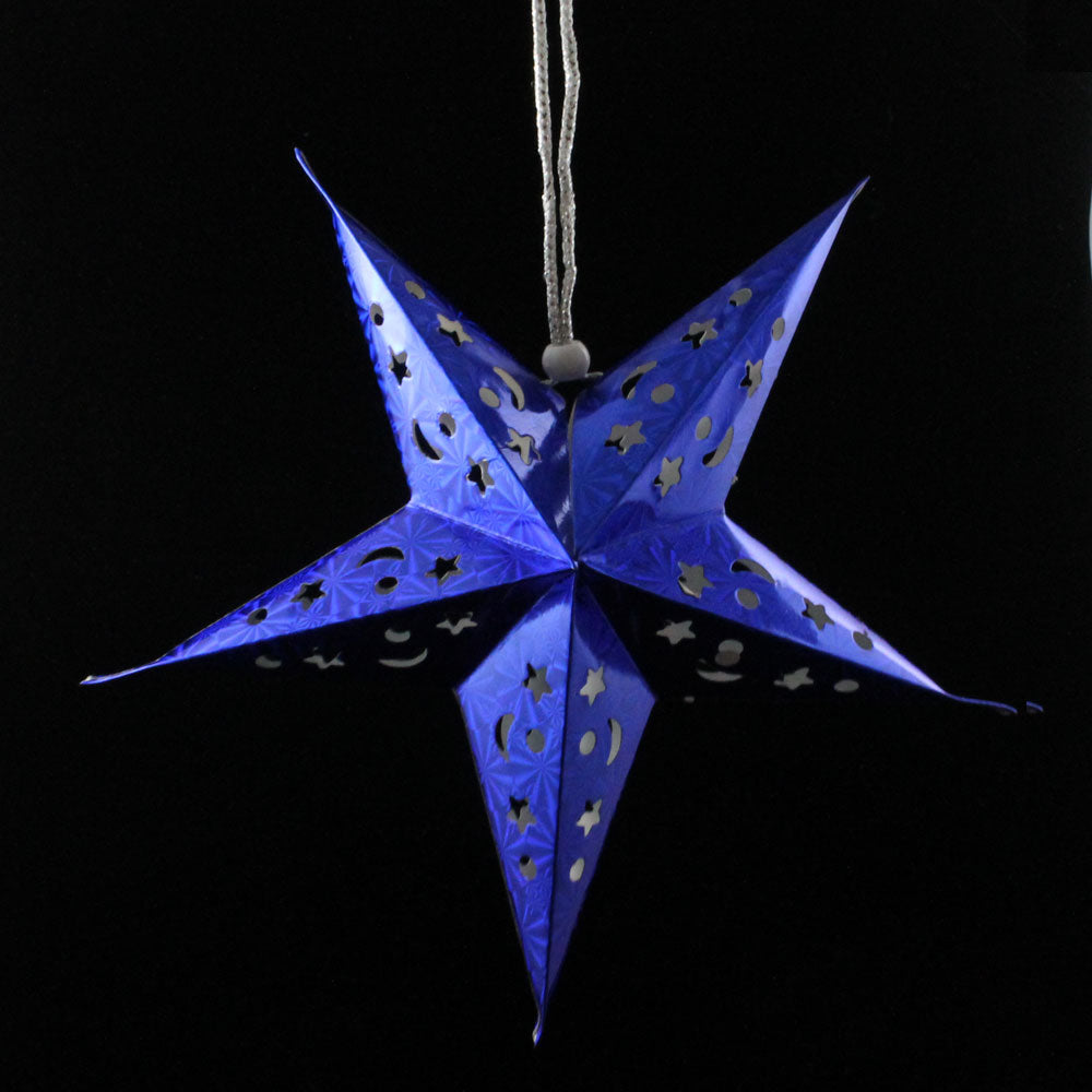 12in. Holographic Blue Paper Star Lantern