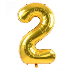 34" Number 2 Gold Mylar Balloon