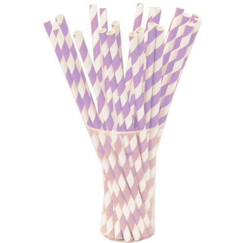 Lavender Striped Straws | Lavender Paper Straws