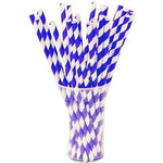 Bright Blue Striped Paper Straws | 25 Count