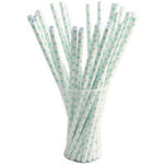 Small Mint Polka Dot Paper Straws | 25 Count